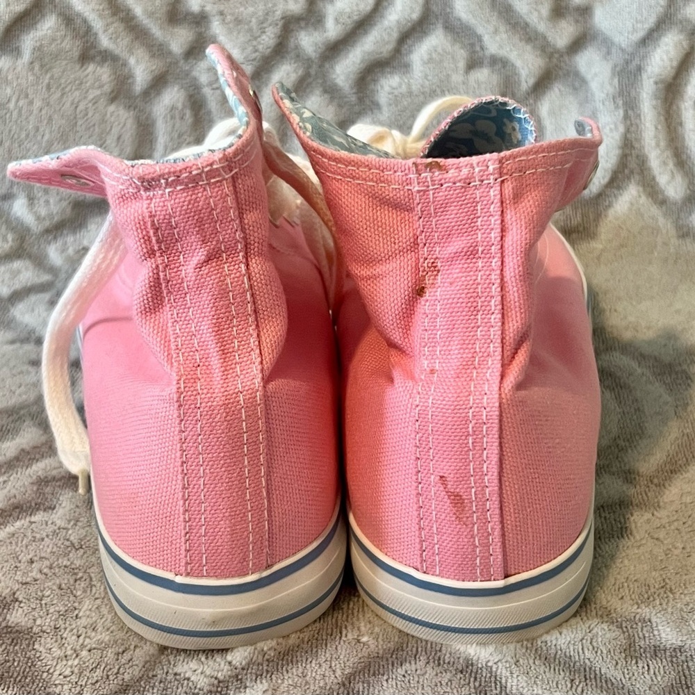 Route 66 Pink Canvas High Top Sneakers Women’s Sz 8 Floral Lining w/ Box - Picture 4 of 6